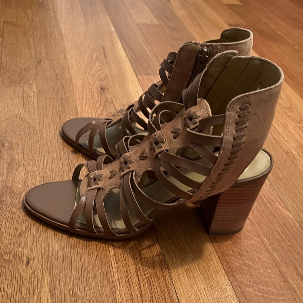 Jack Rogers Leather and Suede Block Heels